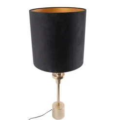 Art Deco Tischlampe Gold Samtschirm Schwarz 40 cm - Diverso