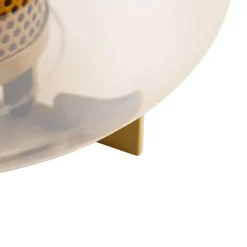 Art Deco Tischlampe Gold mit Bernsteinglas 30 cm - Kevin