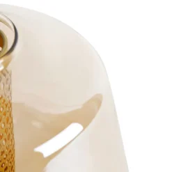 Art Deco Tischlampe Gold mit Bernsteinglas 30 cm - Kevin