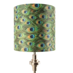 Art Deco Tischlampe Gold Samt Schatten Pfau Design 40 cm - Diverso