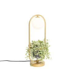 Art Deco Tischlampe Gold mit weißem Glas - Isabella