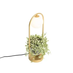 Art Deco Tischlampe Gold mit weißem Glas - Isabella