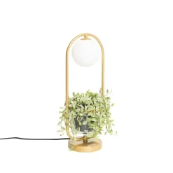 Art Deco Tischlampe Gold mit weißem Glas - Isabella