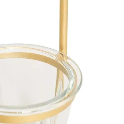 Art Deco Tischlampe Gold mit weißem Glas - Isabella