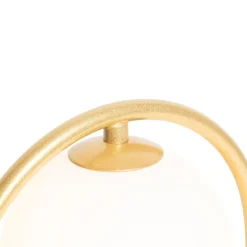 Art Deco Tischlampe Gold mit weißem Glas - Isabella