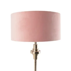 Art Deco Tischlampe Gold Veloursschirm Pink 50 cm - Diverso