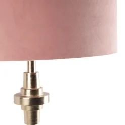 Art Deco Tischlampe Gold Veloursschirm Pink 50 cm - Diverso