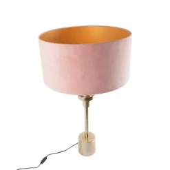 Art Deco Tischlampe Gold Veloursschirm Pink 50 cm - Diverso