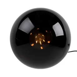 Art Deco Tischlampe Messing mit schwarzem Glas - Pallon