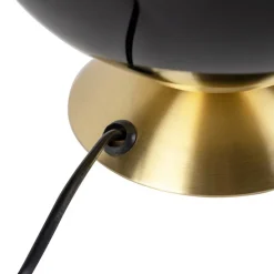 Art Deco Tischlampe Messing mit schwarzem Glas - Pallon