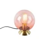 Art Deco Tischlampe Messing mit rosa Glas - Pallon