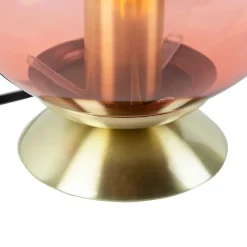 Art Deco Tischlampe Messing mit rosa Glas - Pallon