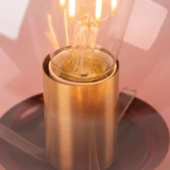 Art Deco Tischlampe Messing mit rosa Glas - Pallon