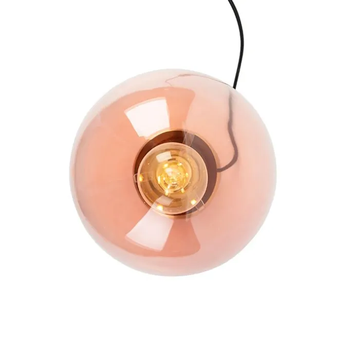 Art Deco Tischlampe Messing mit rosa Glas - Pallon