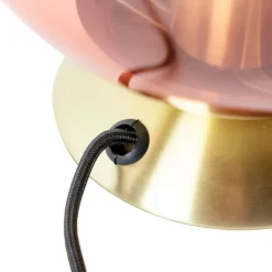 Art Deco Tischlampe Messing mit rosa Glas - Pallon