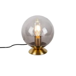 Art Deco Tischlampe Messing mit Rauchglas - Pallon