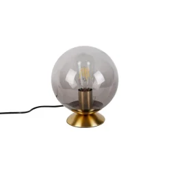 Art Deco Tischlampe Messing mit Rauchglas - Pallon