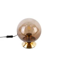 Art Deco Tischlampe Messing mit Rauchglas - Pallon