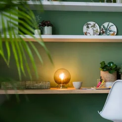 Art Deco Tischlampe Messing mit Rauchglas - Pallon