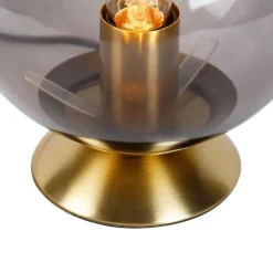 Art Deco Tischlampe Messing mit Rauchglas - Pallon