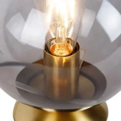 Art Deco Tischlampe Messing mit Rauchglas - Pallon