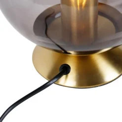 Art Deco Tischlampe Messing mit Rauchglas - Pallon