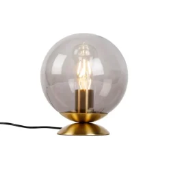 Art Deco Tischlampe Messing mit Rauchglas - Pallon