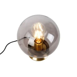 Art Deco Tischlampe Messing mit Rauchglas - Pallon