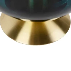 Art Deco Tischlampe Messing mit blauem Glas - Pallon