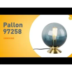 Art Deco Tischlampe Messing mit blauem Glas - Pallon