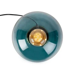 Art Deco Tischlampe Messing mit blauem Glas - Pallon
