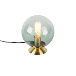 Art Deco Tischlampe Messing mit grünem Glas - Pallon