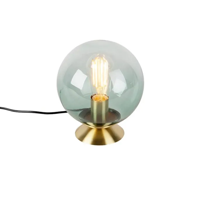 Art Deco Tischlampe Messing mit grünem Glas - Pallon