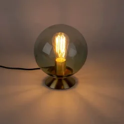 Art Deco Tischlampe Messing mit grünem Glas - Pallon