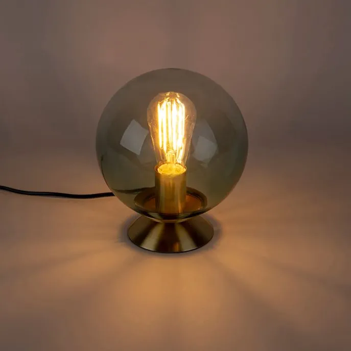 Art Deco Tischlampe Messing mit grünem Glas - Pallon