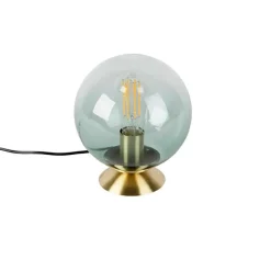 Art Deco Tischlampe Messing mit grünem Glas - Pallon