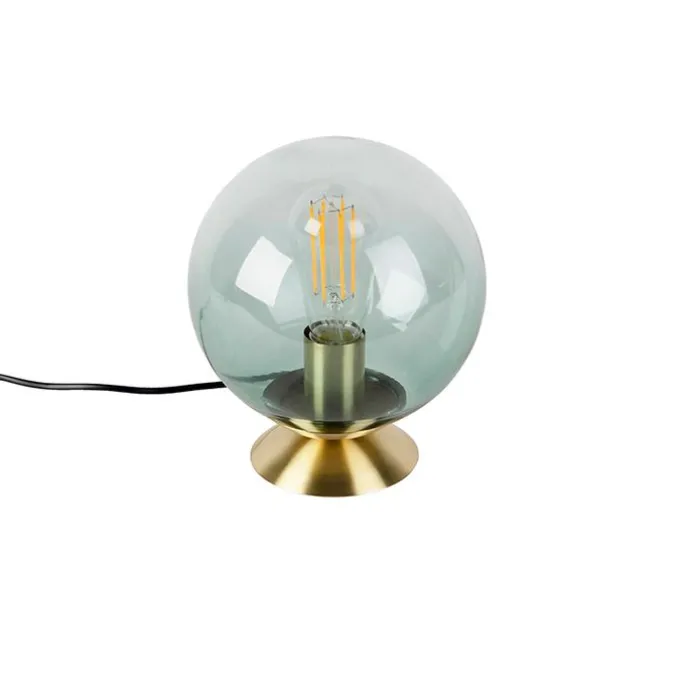 Art Deco Tischlampe Messing mit grünem Glas - Pallon
