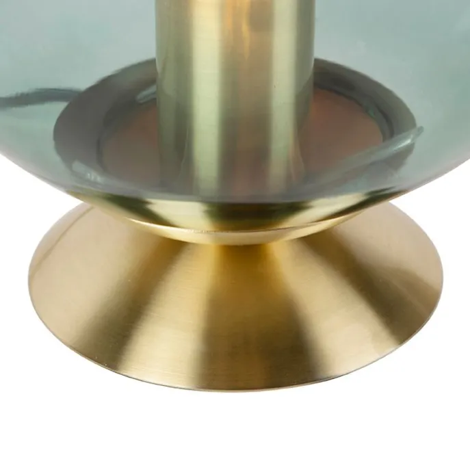Art Deco Tischlampe Messing mit grünem Glas - Pallon