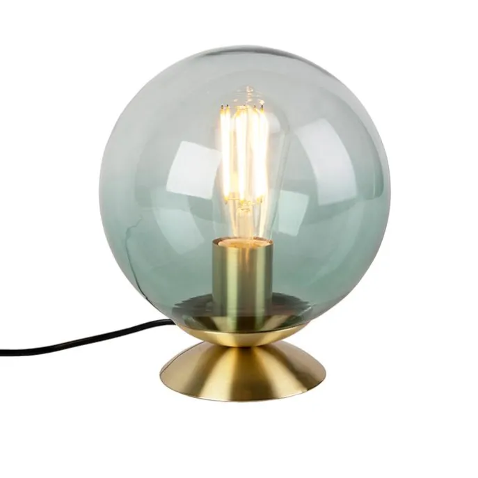 Art Deco Tischlampe Messing mit grünem Glas - Pallon