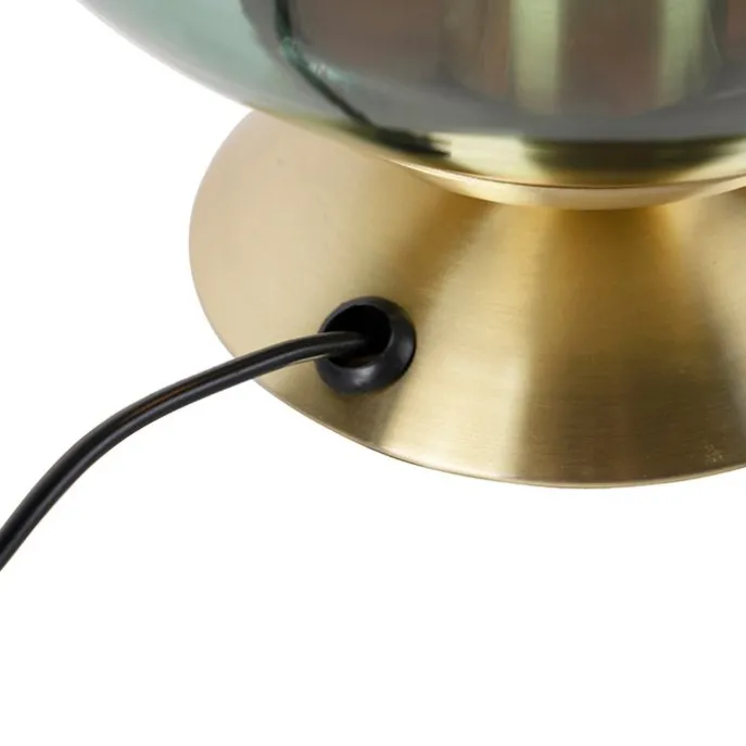 Art Deco Tischlampe Messing mit grünem Glas - Pallon