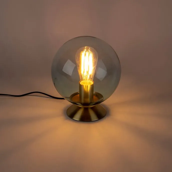 Art Deco Tischlampe Messing mit blauem Glas - Pallon