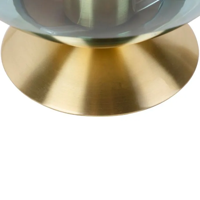 Art Deco Tischlampe Messing mit blauem Glas - Pallon