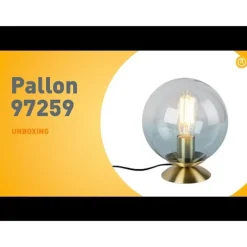 Art Deco Tischlampe Messing mit blauem Glas - Pallon