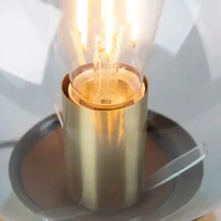 Art Deco Tischlampe Messing mit blauem Glas - Pallon