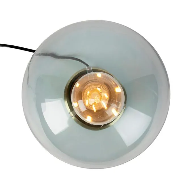 Art Deco Tischlampe Messing mit blauem Glas - Pallon