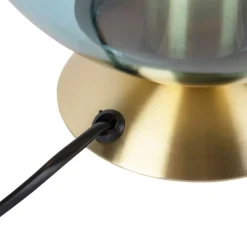 Art Deco Tischlampe Messing mit blauem Glas - Pallon