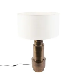 Art Deco Tischlampe mit Schirm weiß 50 cm - Bruut