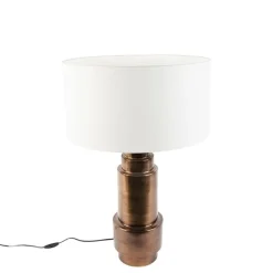 Art Deco Tischlampe mit Schirm weiß 50 cm - Bruut