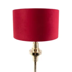 Art Deco Tischlampe mit Veloursschirm rot 35 cm - Diverso