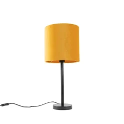 Art Deco Tischlampe schwarz mit gelbem Schirm 25 cm - Simplo